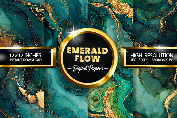 Emerald Flow Digital Papers - 04 Variations