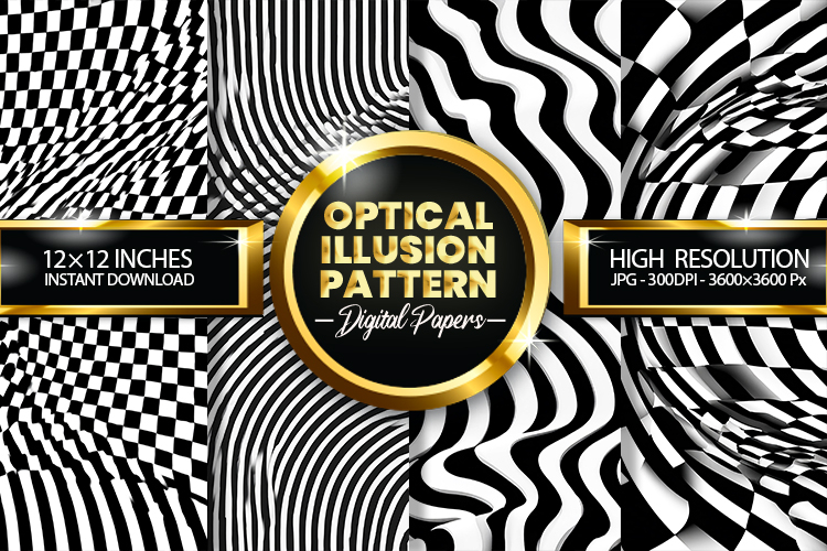 Optical illusion pattern Digital Papers - 04 variations