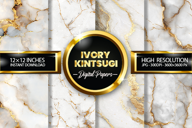 Ivory Kintsugi Digital Papers - 04 variations