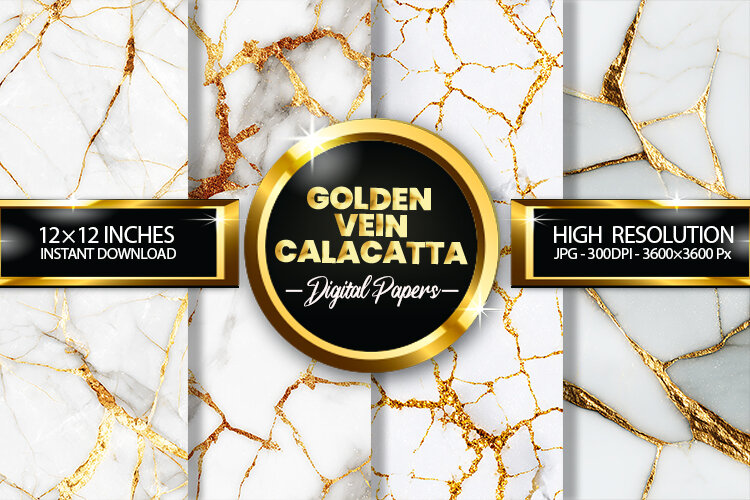 Golden Vein Calacatta Digital Papers - 04 Variations example image 1
