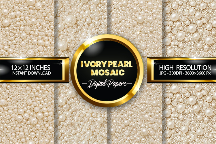 Ivory Pearl Mosaic Digital Papers - 04 variations