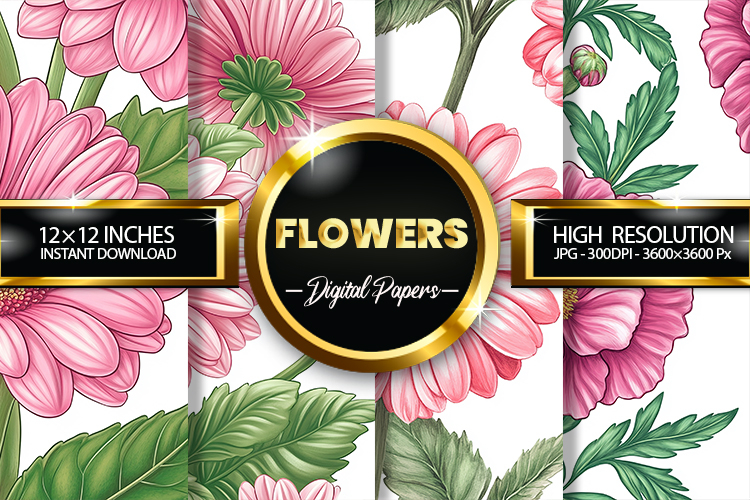 Pink Flowers Clipart Image 16