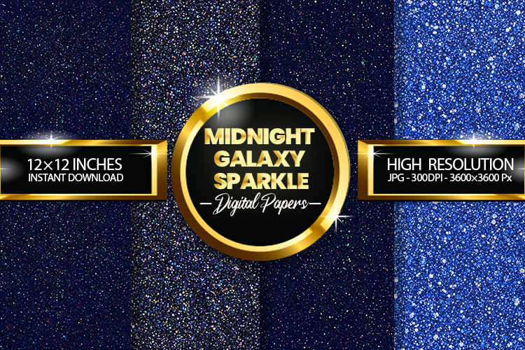 Midnight Galaxy Sparkle Digital Papers - 04 variations
