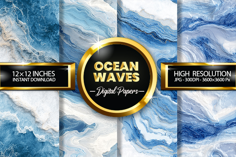 Ocean Waves Digital Papers - 04 variations