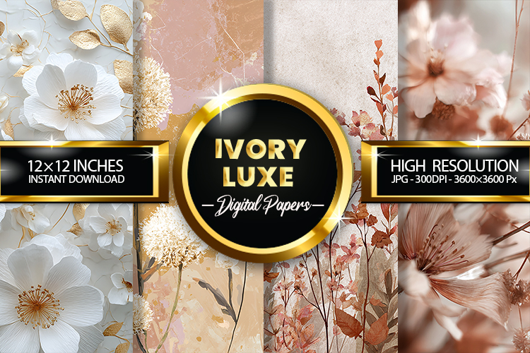 Ivory Luxe Digital Papers - 04 Variations