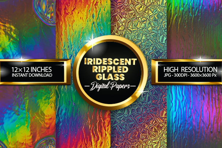 Iridescent Rippled Glass Digital Papers - 04 Variations