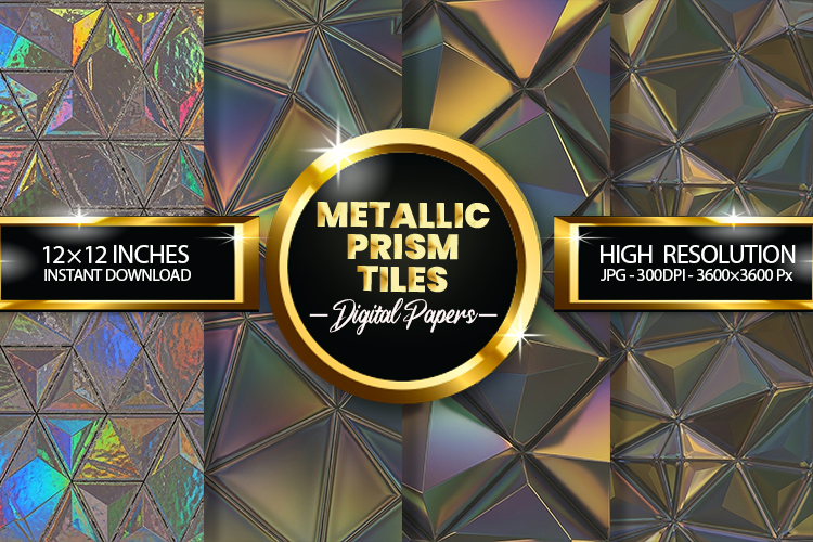 Metallic Prism Tiles Digital Papers - 04 Variations