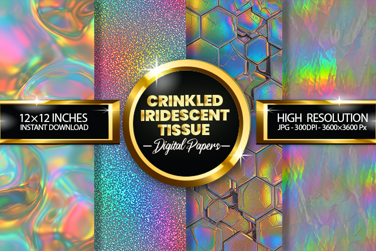 Crinkled Iridescent Tissue Digital Papers - 04 variations