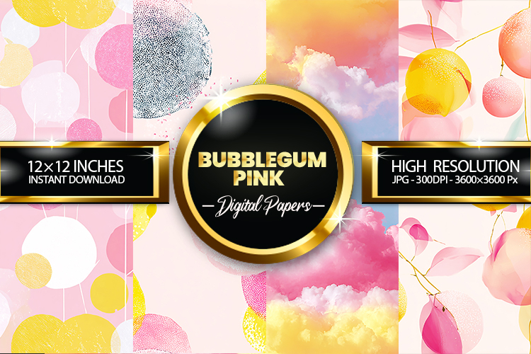 Bubblegum Pink Digital Papers - 04 Variations