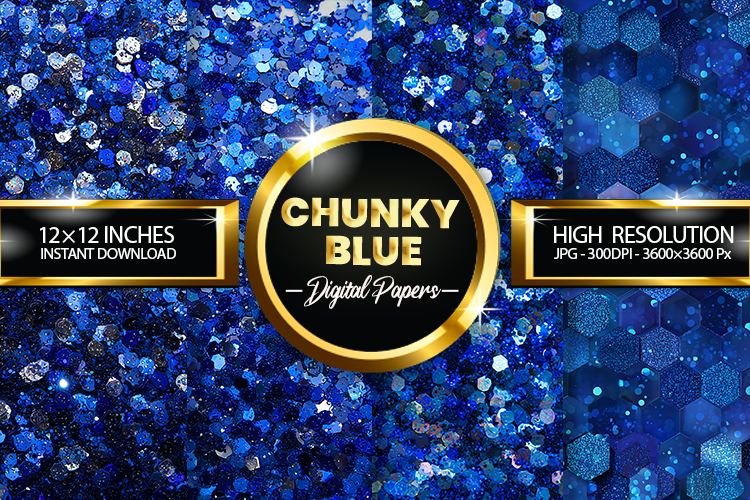 Chunky Blue Digital Papers - 04 variations