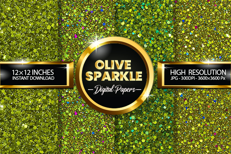 Olive Sparkle Digital Papers- 04 variations