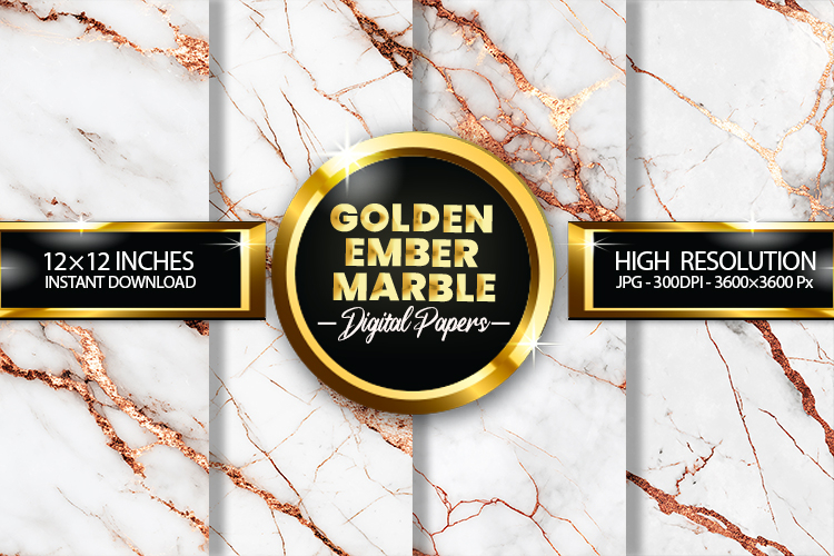 Golden Ember Marble Digital Papers - 04 Variations