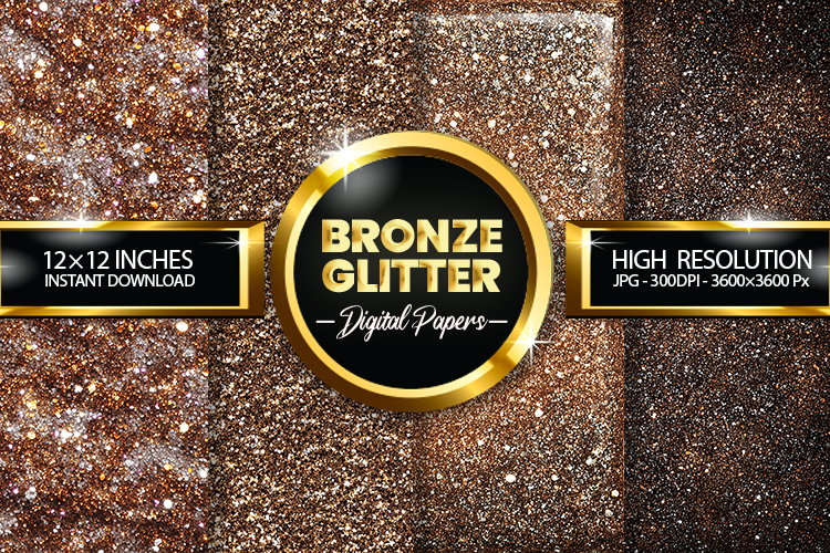Bronze Glitter Digital Papers - 04 Variations