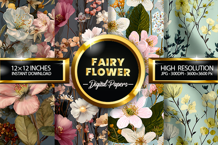 Floral Harmony Digital Papers - 04 Variations