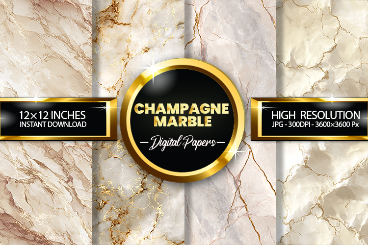 Champagne Marble Digital Papers - 04 variations