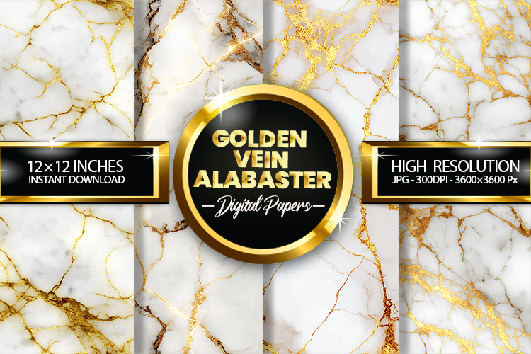 Golden Vein Alabaster Digital Papers - 04 Variations