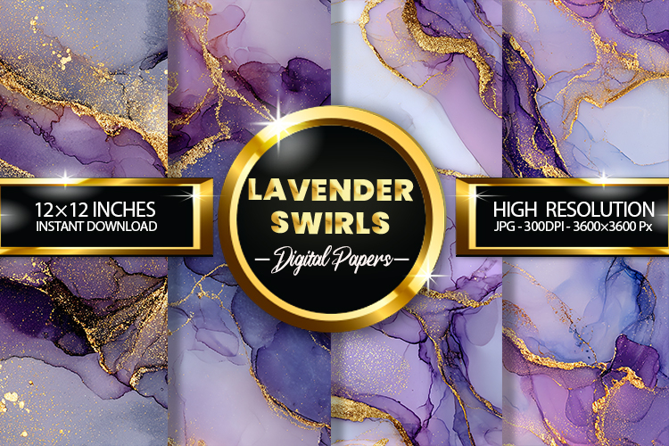 Lavender Swirls Digital Papers - 04 Variations