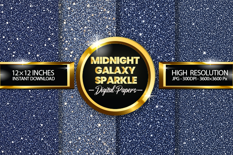 Midnight Galaxy Sparkle Digital Papers - 04 variations