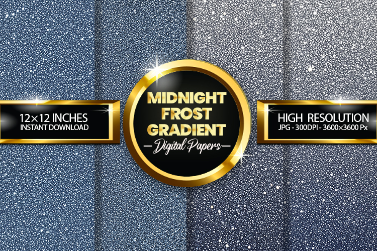 Midnight Frost Gradient Digital Papers - 04 variations