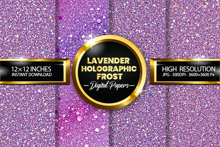 Lavender Holographic Frost Digital Papers - 04 variations