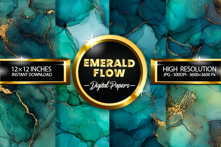 Emerald Flow Digital Papers - 0 Variations