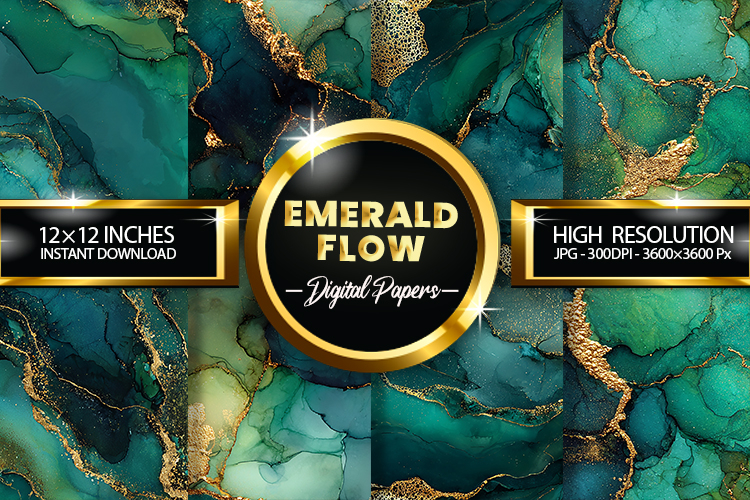 Emerald Flow Digital Papers - 04 Variations