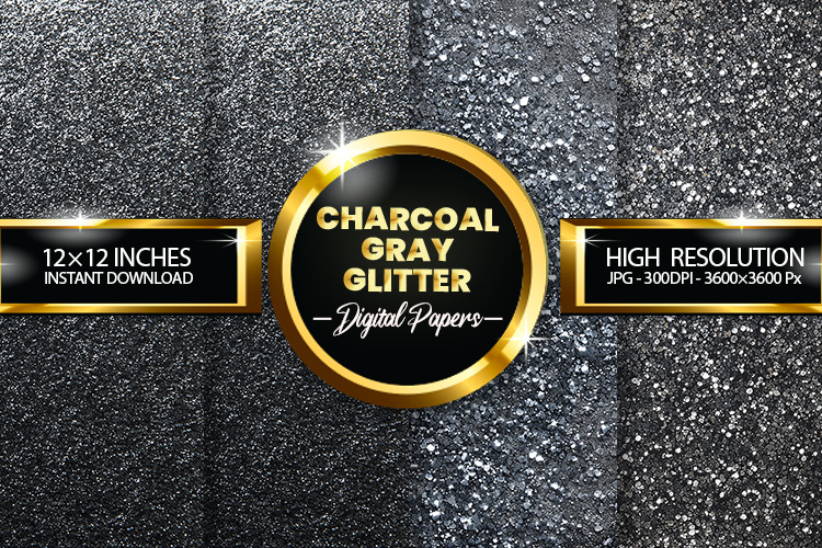 Charcoal Gray Glitter Digital Papers - 04 variations