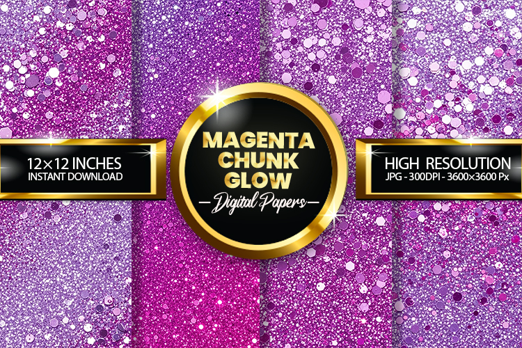 Magenta Chunk Glow Digital Papers - 04 Variations