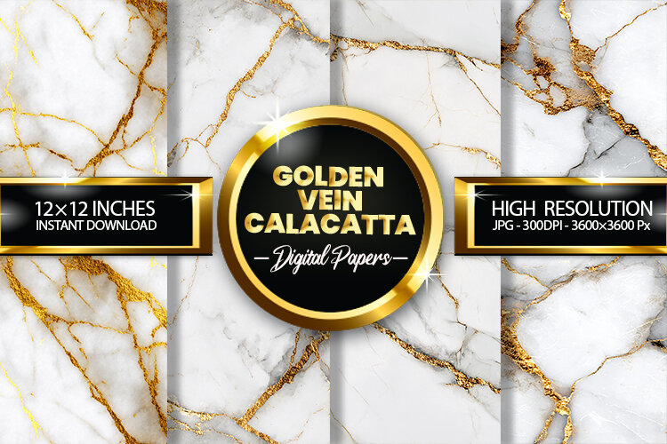 Golden Vein Calacatta Digital Papers - 04 Variations example image 1