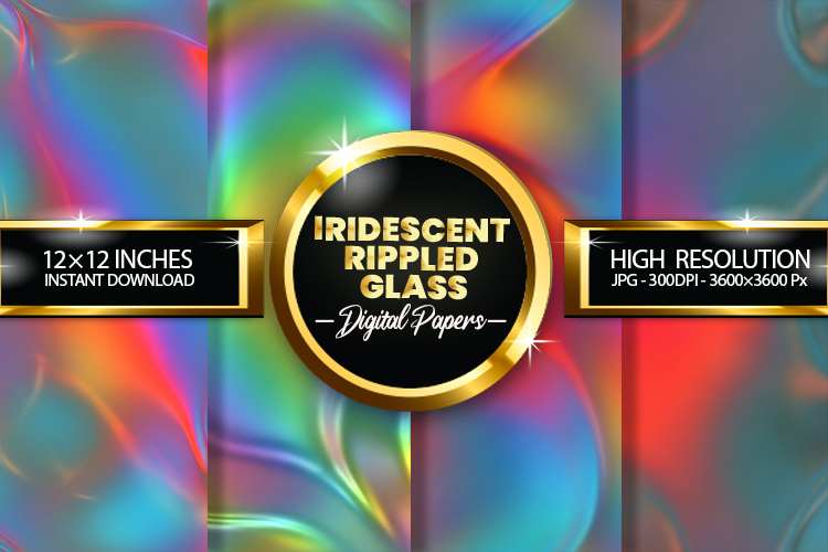 Iridescent Rippled Glass Digital Papers - 04 Variations