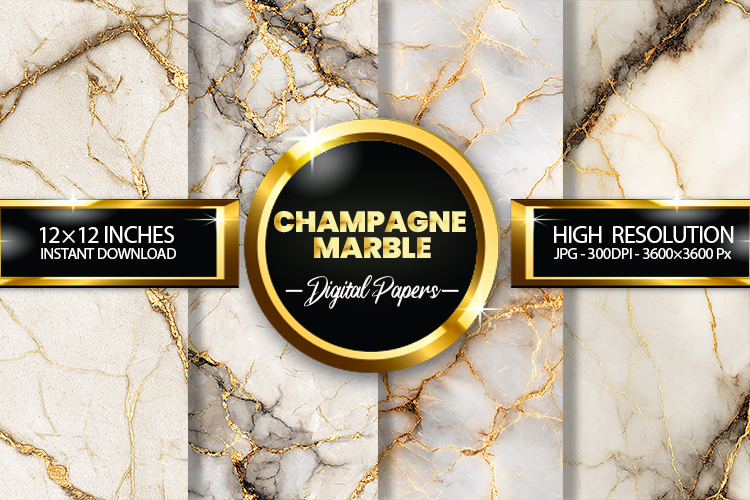 Champagne Marble Digital Papers - 04 variations