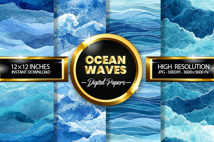 Ocean Waves Digital Papers - 04 variations