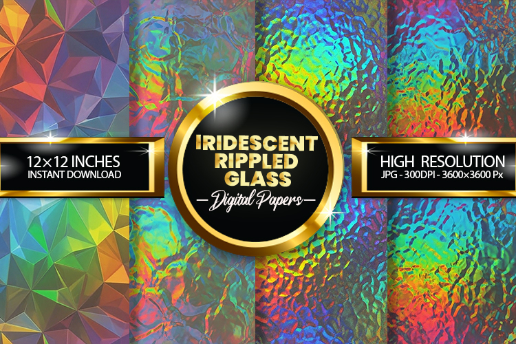 Iridescent Rippled Glass Digital Papers - 04 Variations