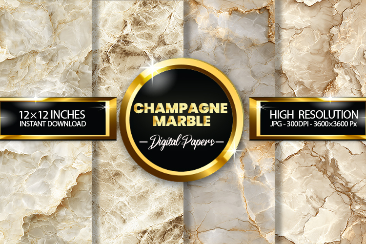 Champagne Marble Digital Papers - 04 variations