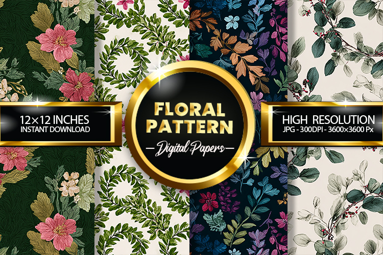 Floral Pattern Digital Papers - 04 Variations