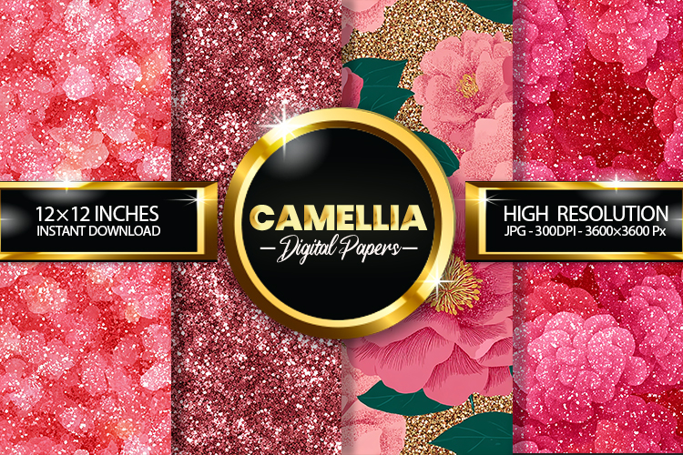 Camellia Glitter Digital Papers - 04 Variations