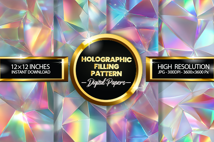 Holographic Filling Pattern Digital Papers - 04 Variations