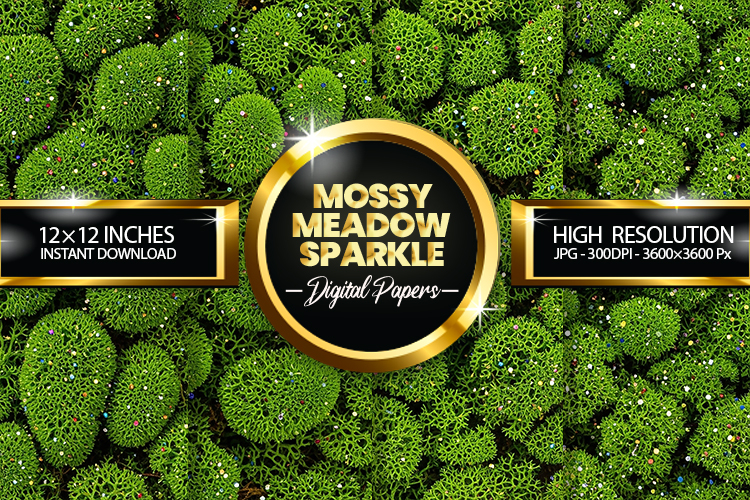 Mossy Meadow Sparkle Digital Papers - 04 variations