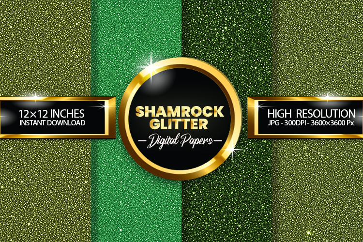 Shamrock Glitter Digital Papers - 04 variations