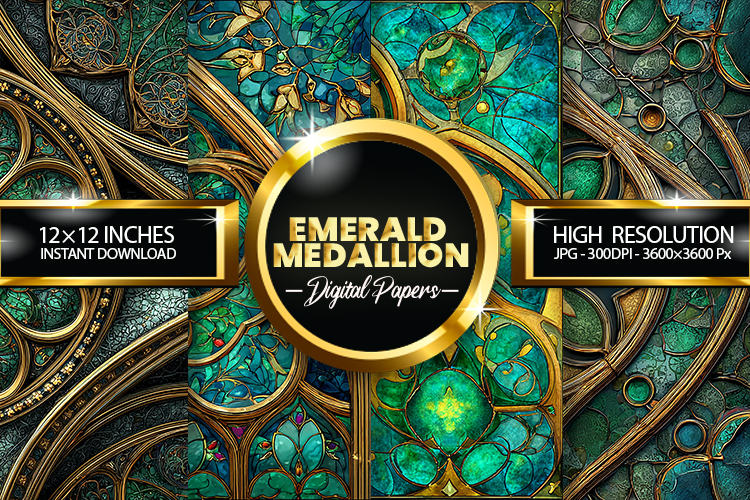 Emerald Medallion Digital Papers - 04 variations