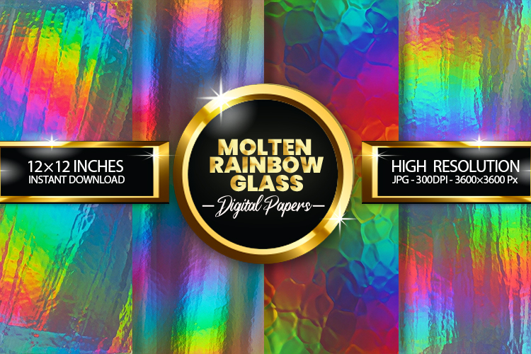 Molten Rainbow Glass Digital Papers - 04 Variations