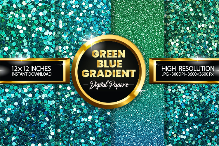 Green   blue Gradient Digital Papers - 04 variations