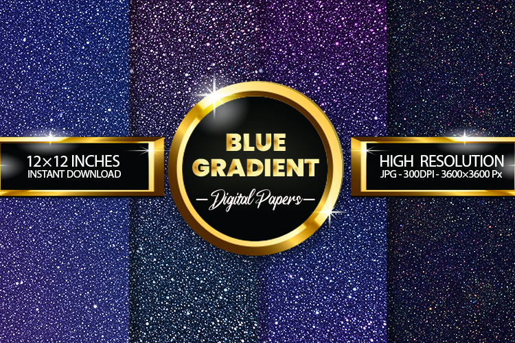 Blue Gradient Digital Papers - 04 variations
