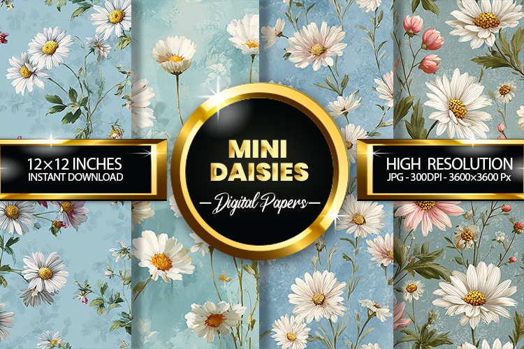 Mini Daisies Digital Papers - 04 Variations