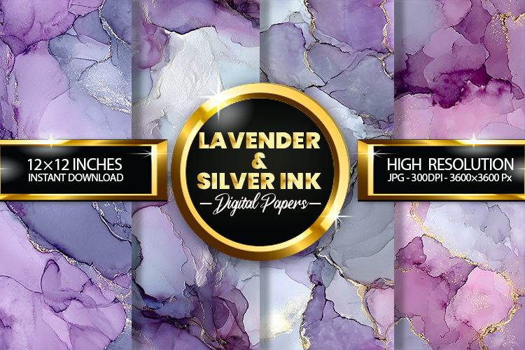 Lavender & Silver Ink Digital Papers - 04 Variations