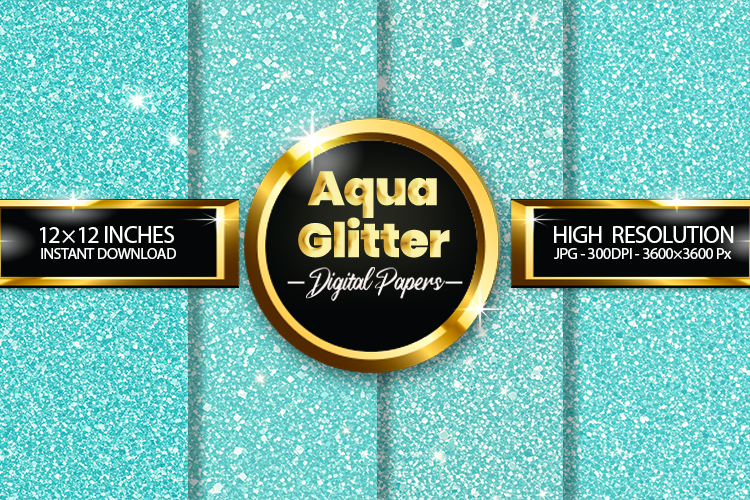 Aqua Glitter Digital Papers - 04 Variations