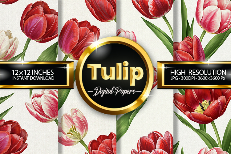 Tulip Flower Digital Papers - 04 Variations