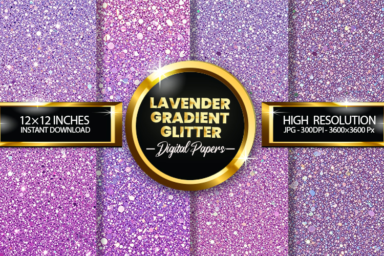 Lavender Gradient Glitter Digital Papers - 04 Variations