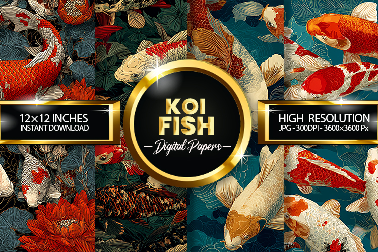 Koi Fish Digital Papers - 04 Variations