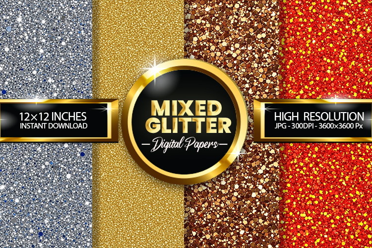 Mixed Glitter Digital Papers - 04 Variations